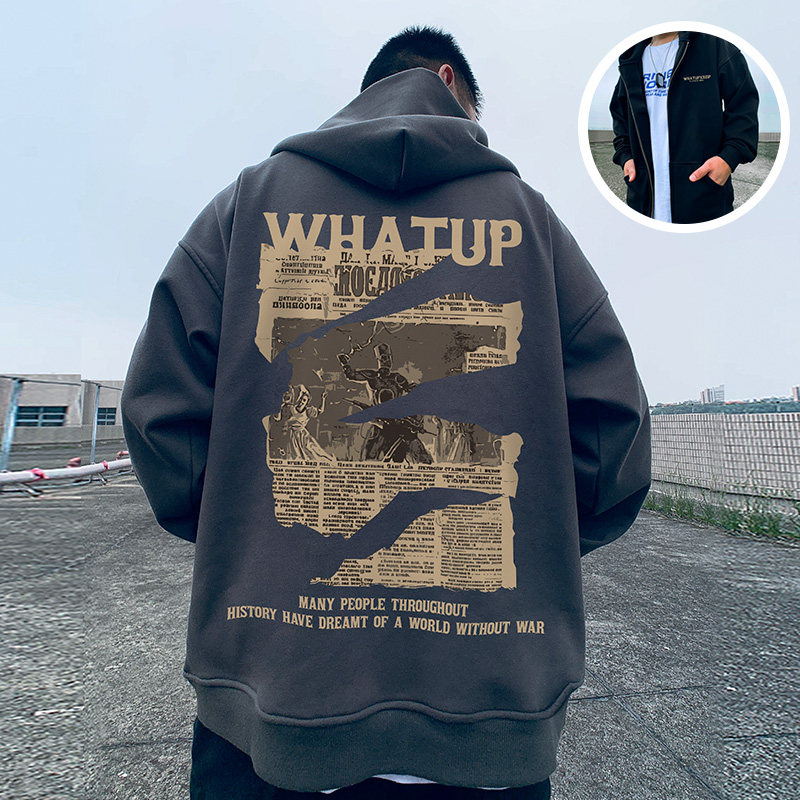 2025新款春秋季宽松加肥加大码连帽拉链开衫胖子卫衣男士薄款外套