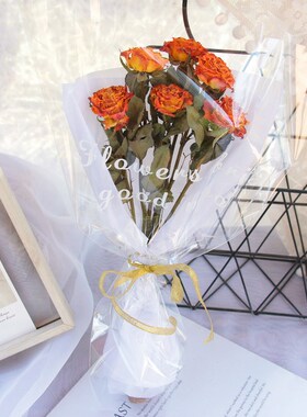 真花风干红玫瑰泡泡包装节日花束礼品送长辈朋友野餐花束拍照道具