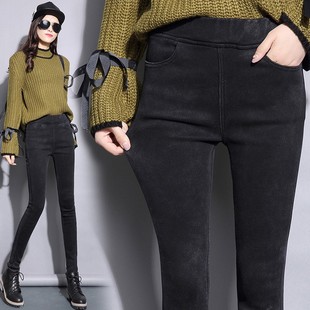 春秋高腰牛仔外穿加长打底裤女170大码加绒高个子小脚裤女士长裤