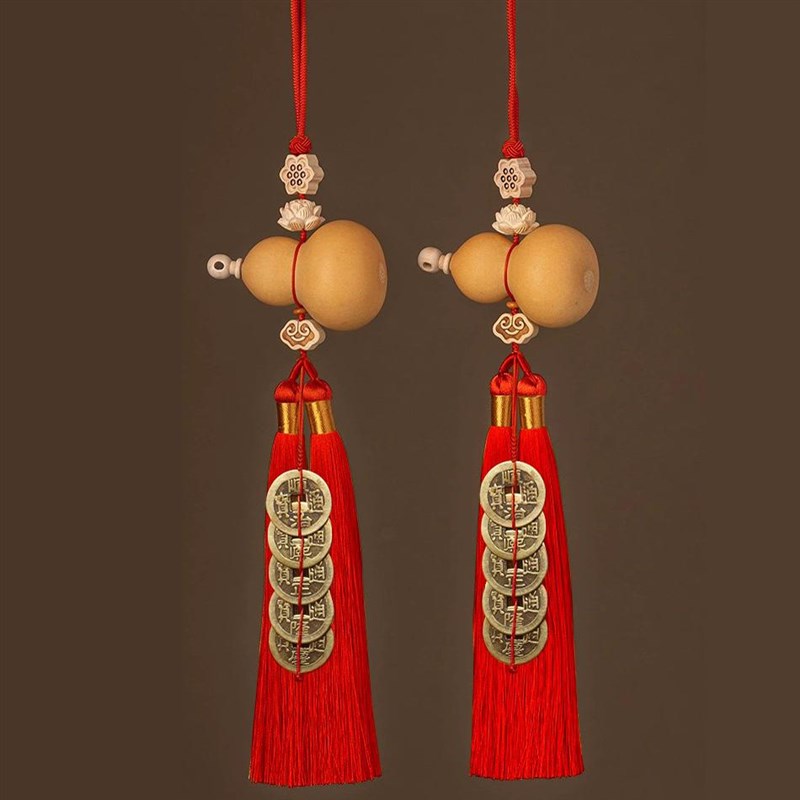 门对门五帝钱天然葫芦挂件铜钱串门对门入户大门对着卧室客厅阳台