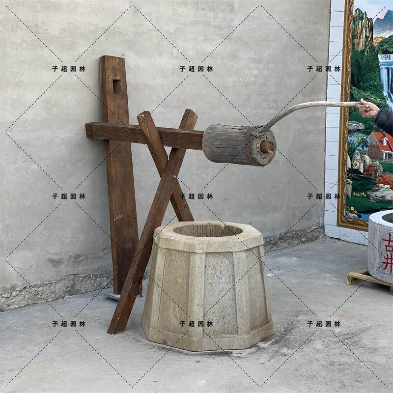 井口辘轳手摇打水机老辘轳旅游景区装饰酒楼茶楼民俗影视道具井架