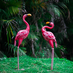 饰品婚礼园林景观客厅造景布置 户外铁艺火烈鸟摆件庭院花园阳台装