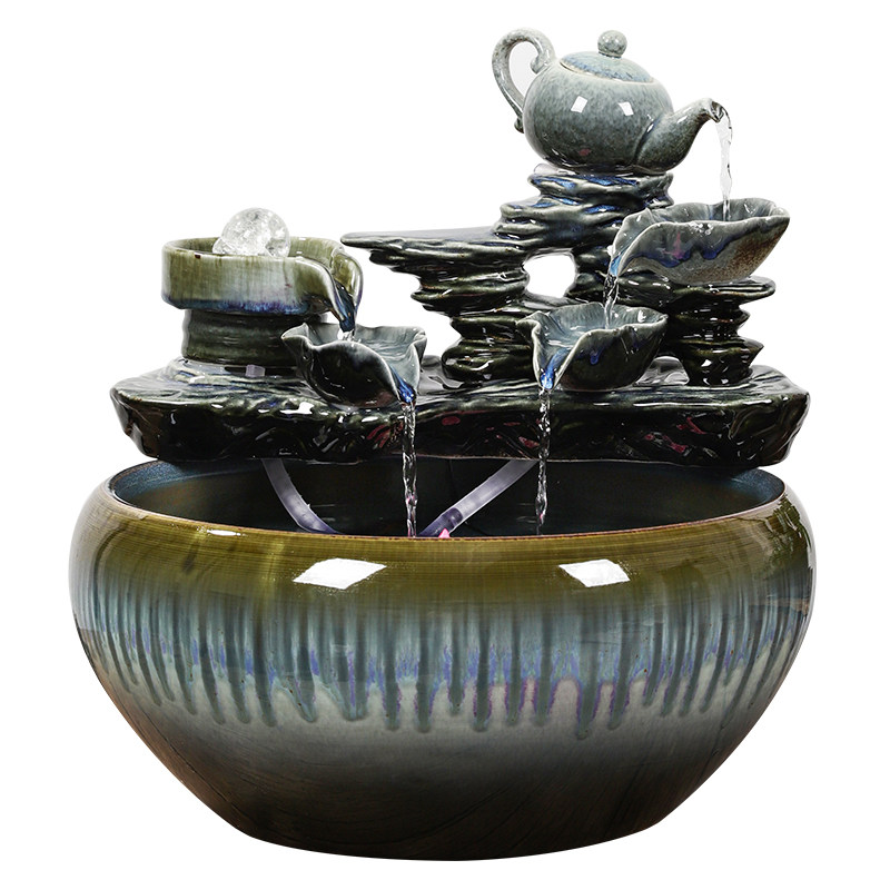 景德镇陶瓷鱼缸大号养鱼盆乌龟缸家用流水喷泉客厅金鱼缸造景摆件,宠物/宠物食品及用品,桌面缸,淘宝优惠券,粉丝福利购,淘宝优惠卷