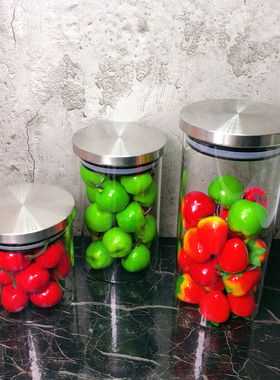 样板房厨房台面摆件杂粮罐密封玻璃罐储物罐组合家居软装装饰品