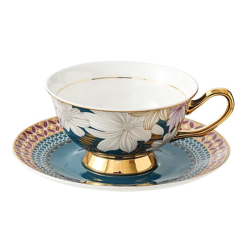 骨瓷咖啡杯碟套装田园风高档精致下午茶杯子家用高级感欧式咖啡杯