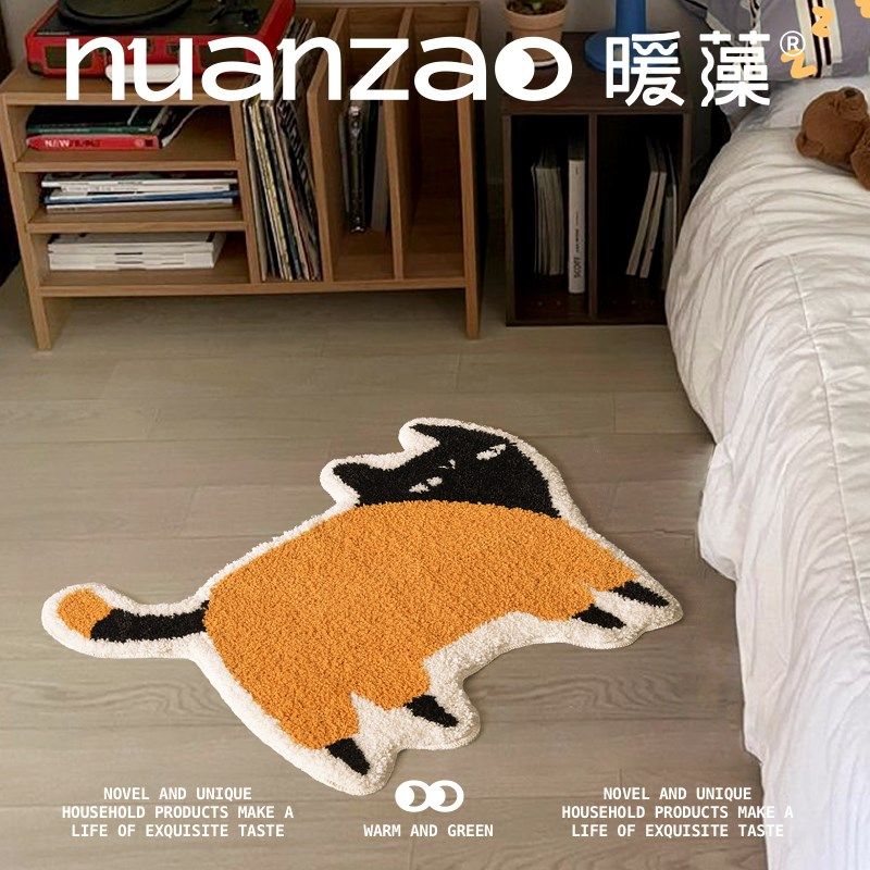 张乐陆X暖藻 可爱猫咪卧室床边毯吸水防滑脚垫卡通地毯儿童房地垫