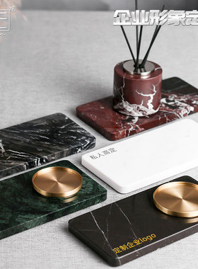 大理石香薰摆件托盘轻奢酒店专用卫生间洗漱台精致高端小首饰托盘