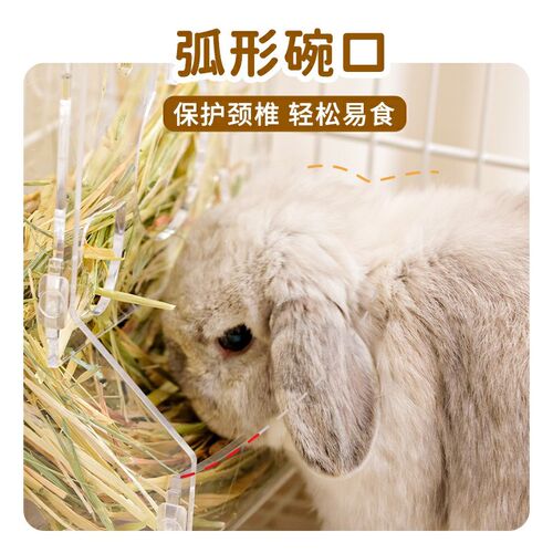 兔子草架亚克力爱心兔草架兔兔草盆食盆加大容量上开盖提摩西草架