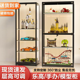 手办展示柜家用防尘模型展示架透明玻璃酒柜客厅带灯陈列柜