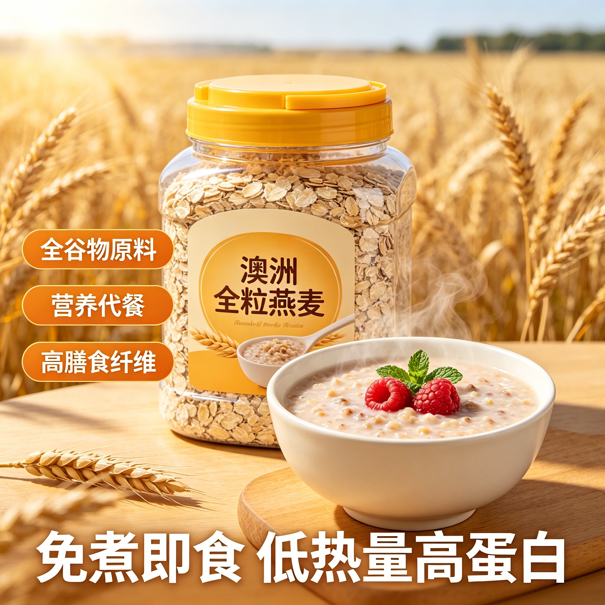 无蔗糖澳洲全粒燕麦片冲饮营养早餐代餐饱腹高纤罐装官方旗舰店图片