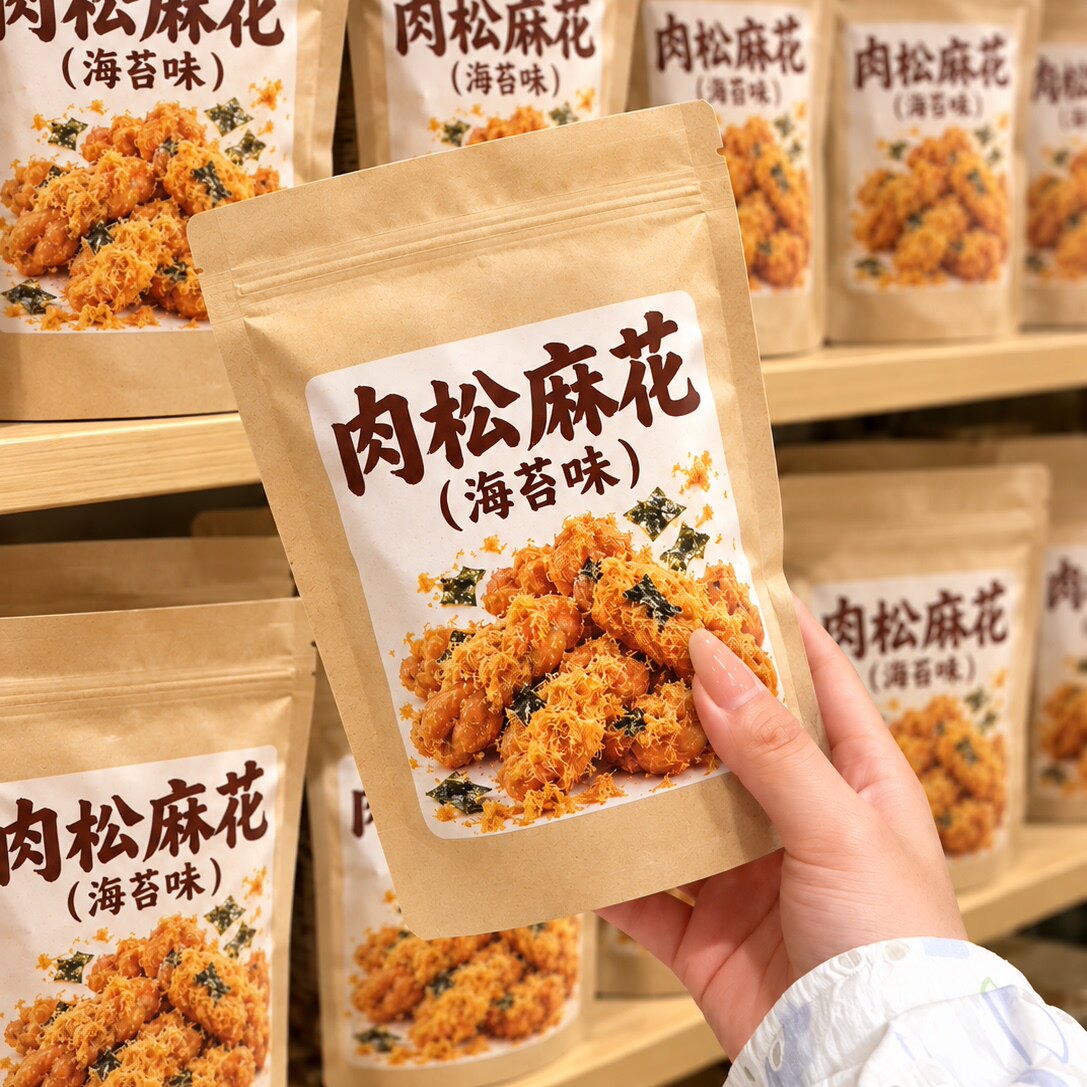 肉松海苔麻花官方正品旗舰店办公室休闲小零食下午茶糕点肉松裹满