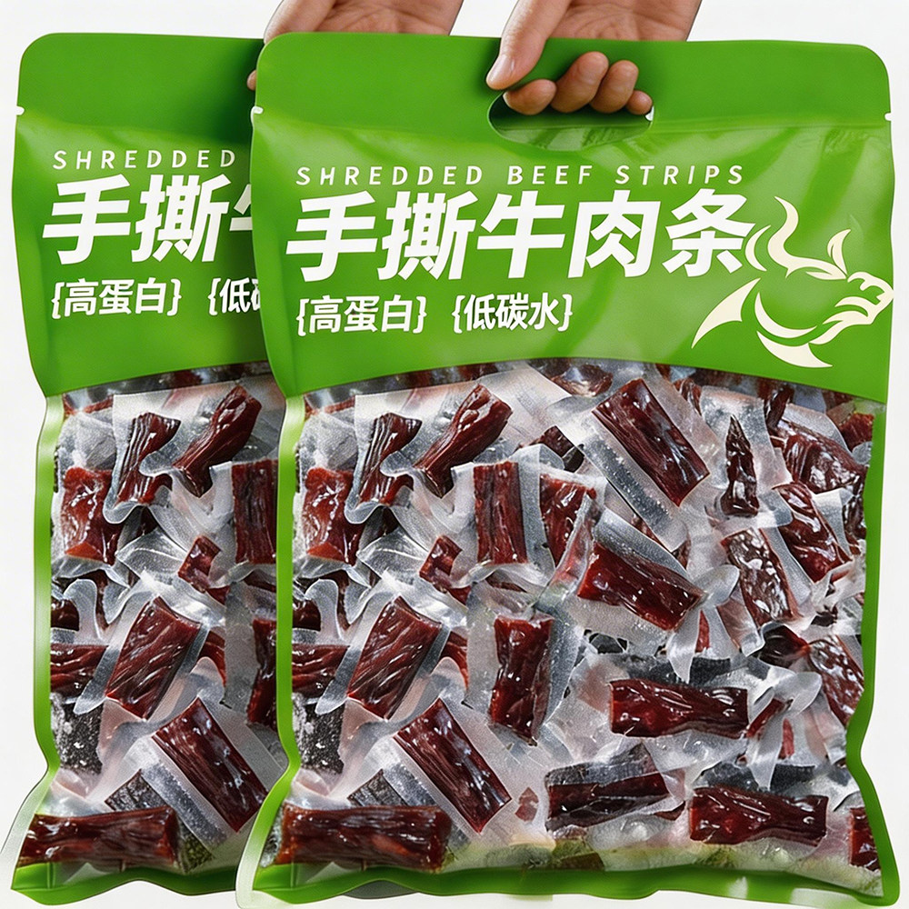 牛肉干内蒙古风干减低肥脂期卡手撕解馋休闲零食旗舰店单独小包装