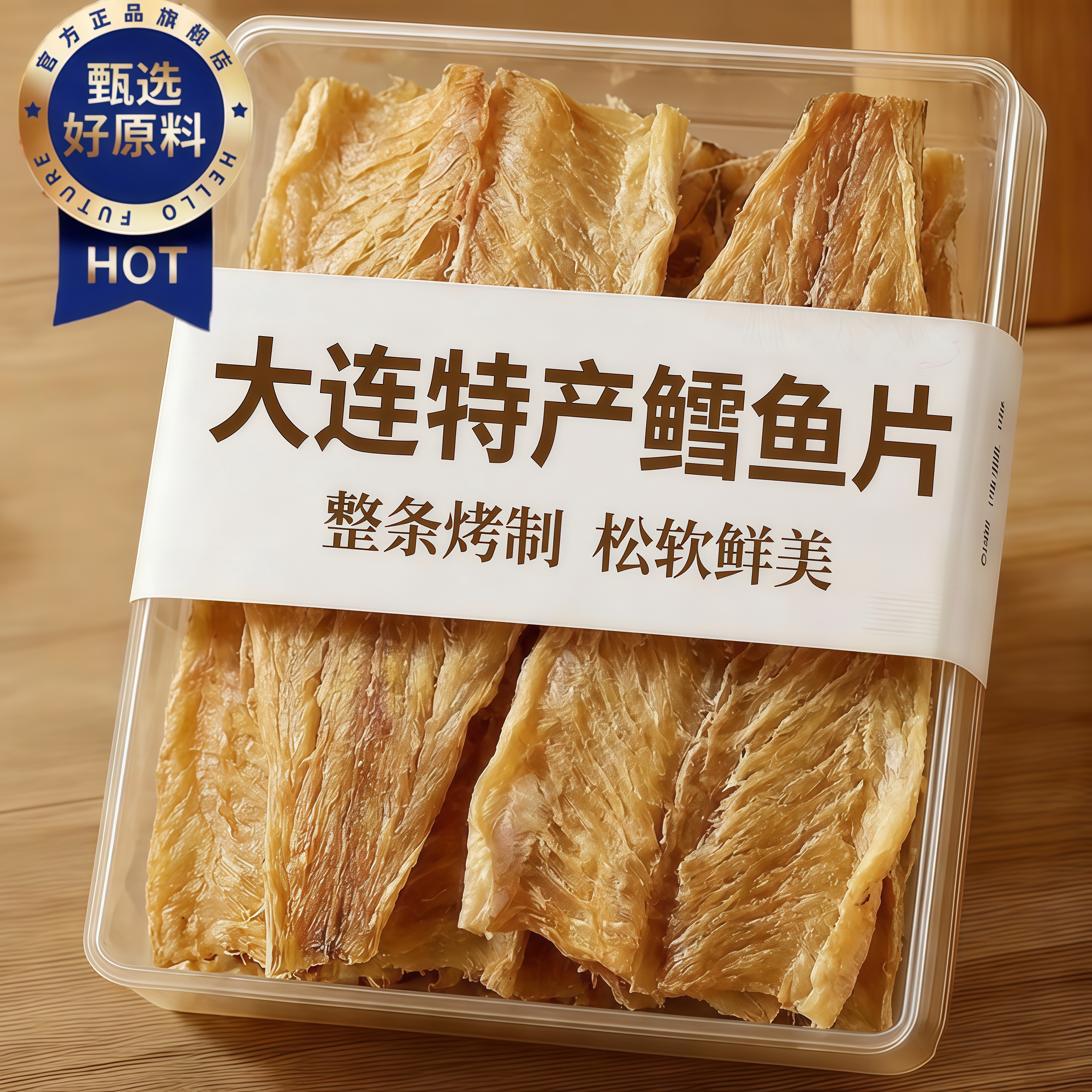 大连特产烤鳕鱼片烤鱼片海鲜零食即食鱼干原味香烤碳烤鳕鱼肉小吃