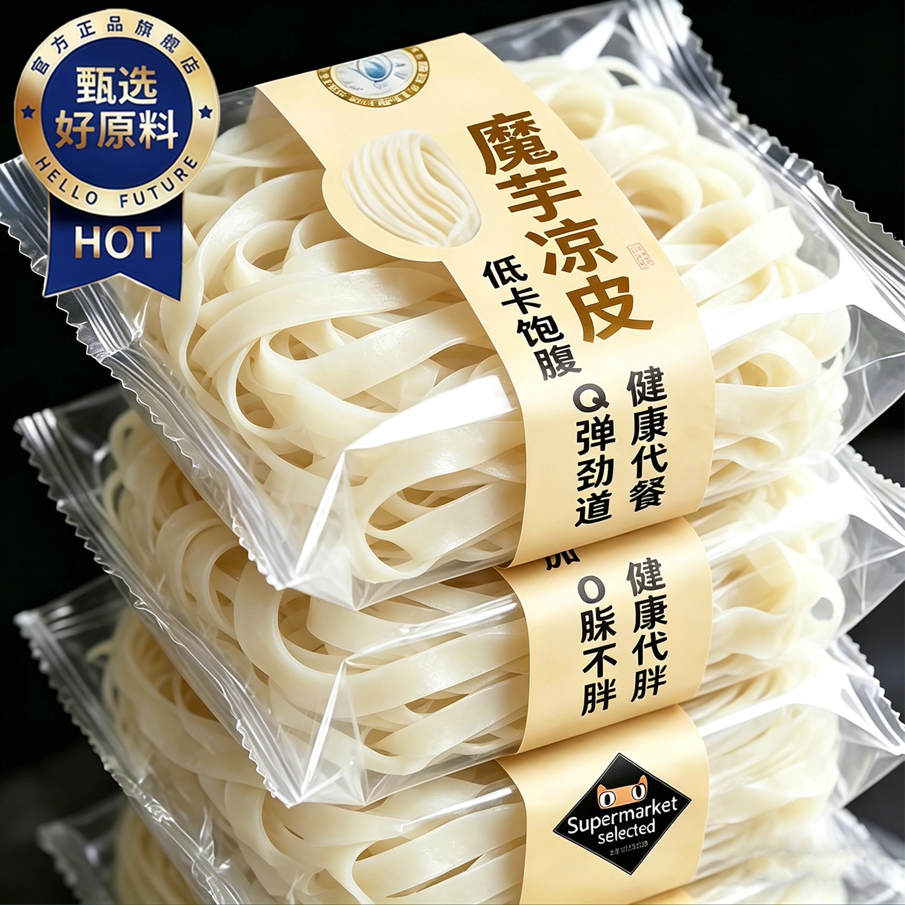 陕西正宗魔芋凉皮官方旗舰店开袋即食麻酱红油0脂肪0热量商用批发