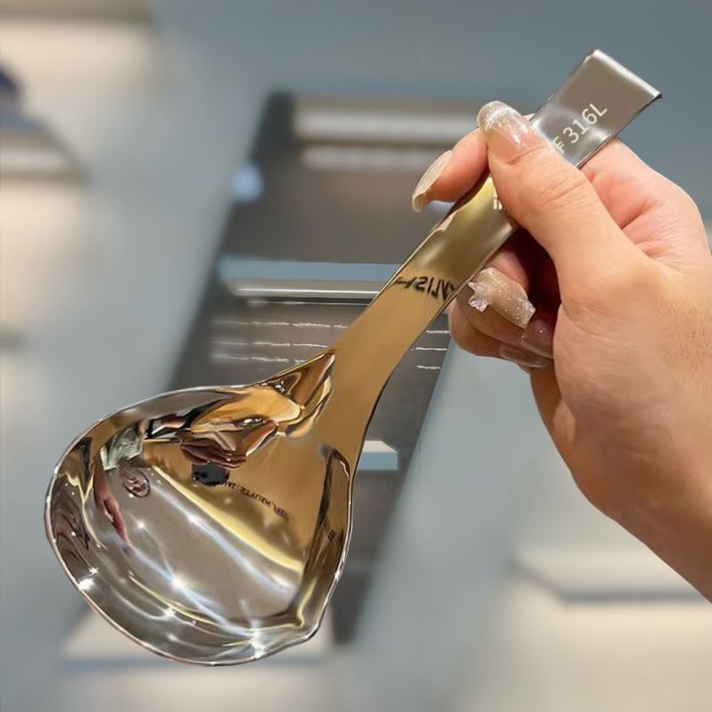 316不锈钢汤勺长柄加厚盛汤稀饭粥勺家用加深勺头防烫汤勺小勺子