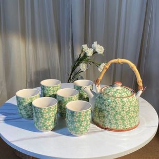 大容量茶具泡茶壶带过滤网餐厅水壶民宿家用 陶瓷提梁壶单壶中式