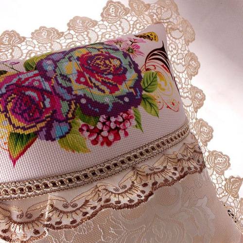 新款十字绣抱枕大蕾丝方枕精准印花十字绣抱枕汽车沙发抱枕简单绣