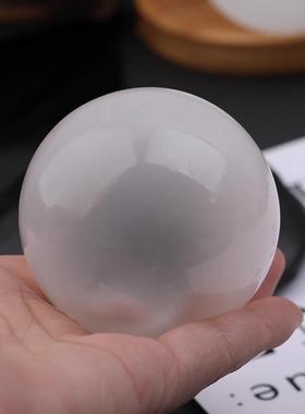 天然摩洛哥透办石客膏球20240119白色橙色水晶摆件手把玩件厅公装