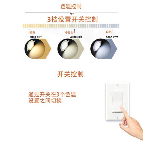 超灯薄圆形led板灯6“12w筒可调光led开调色关温带面接线盒EXF三