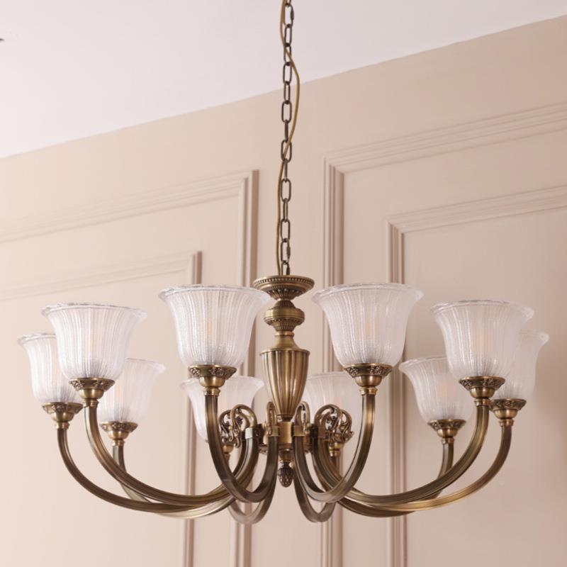 复全铜美式客吊灯616墅复式楼餐厅卧室吊别灯现代简古约厅欧式灯