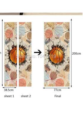巨创C跨境货源PV贴纸3M646D个现性自粘门贴墙面装饰抽象篮代球