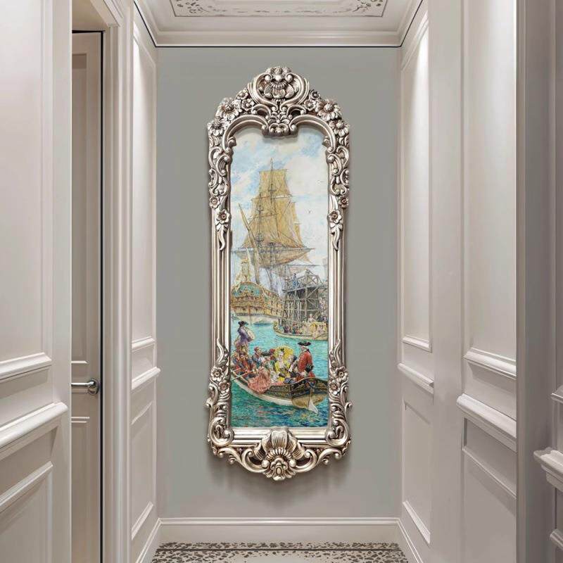 2020玄关装画竖版挂饰画走廊画独特造型框人物欧式风壁景大芬画村
