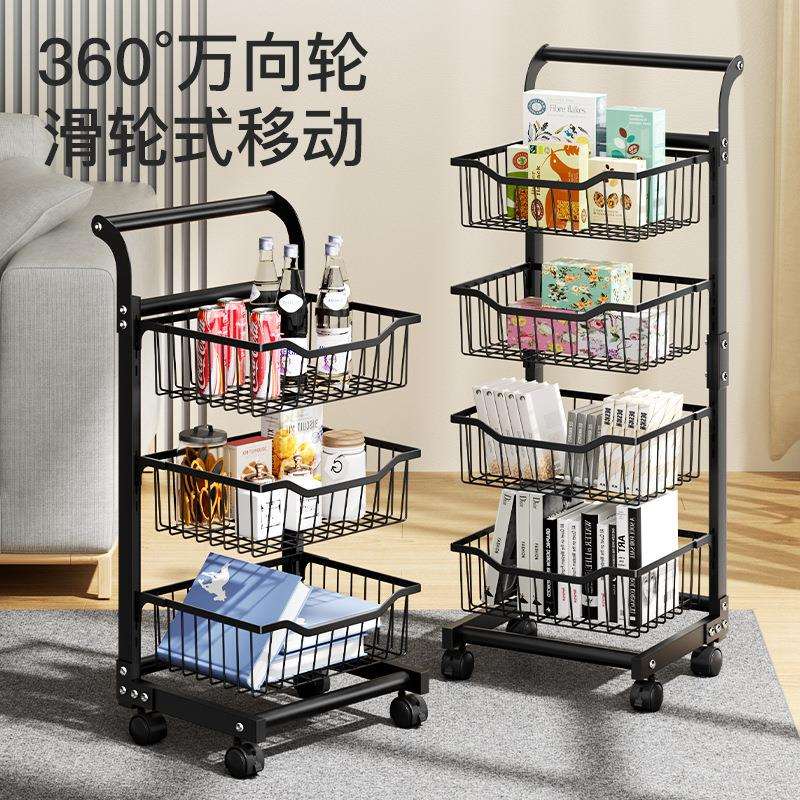 厨房置物架家用收纳储地物架落可移多动多层手推车置能小推车功果