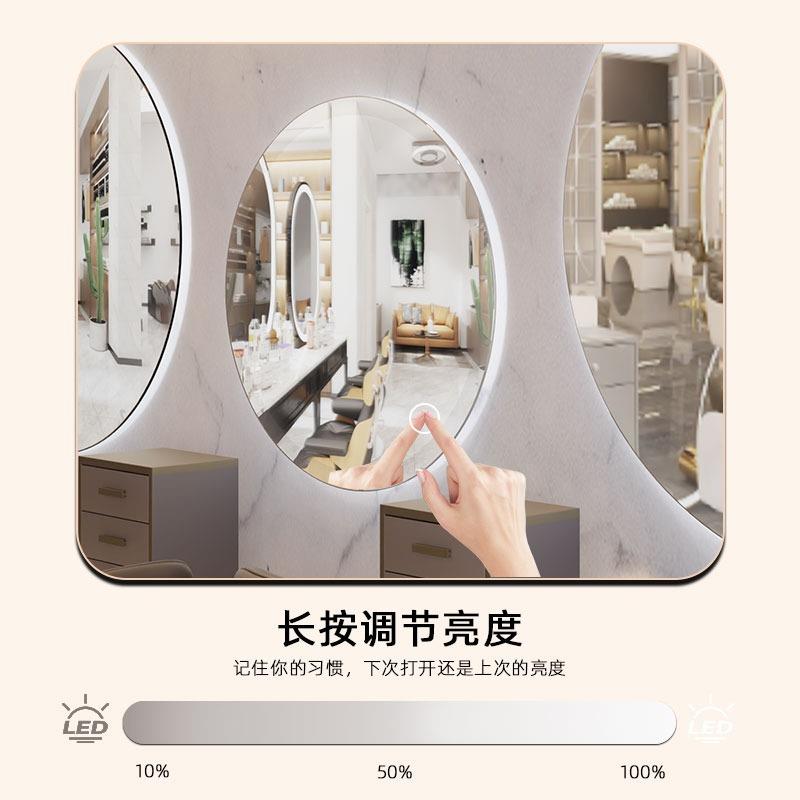 理发店带镜台单双面美发镜子发廊专用灯可墙档落地美发镜台靠镜高