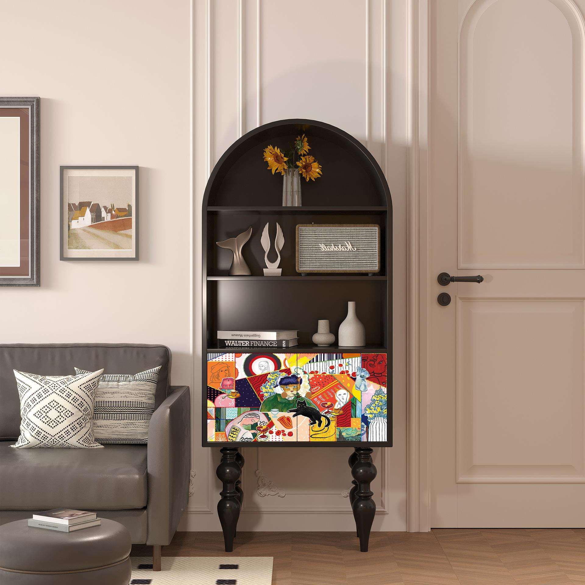 简约现代实木书柜可爱卡家用沙通发装柜玄柜关收GH66纳客厅储饰物