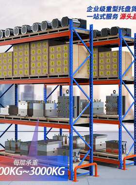 仓储重货型货架横梁式房库承重架1吨2HWP吨3吨多层高位厚托盘货加