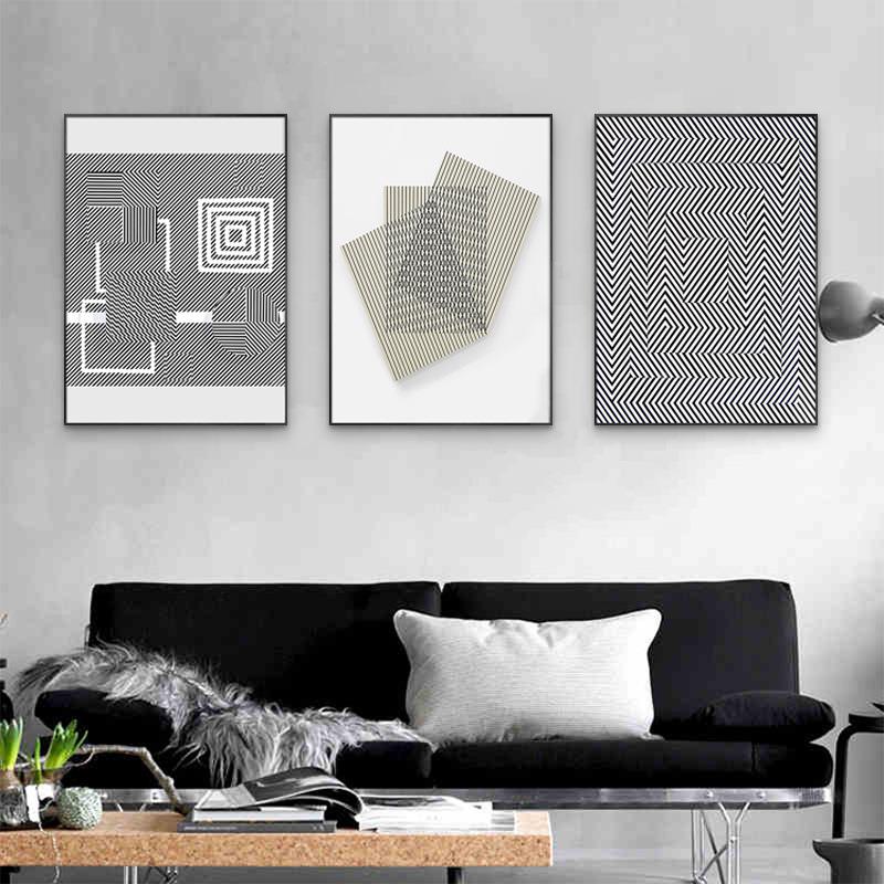 画几QX202111何的白魅力约客厅现代极简抽象装饰黑线条玄关简组合