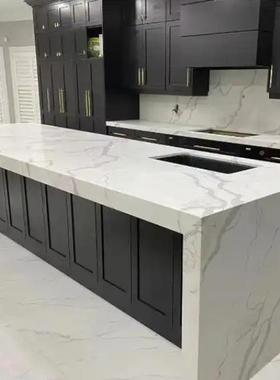 无硅白色成品面台人造英石烘培台701石石橱柜台窗面大理石纹台楼