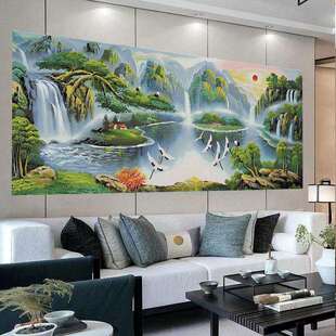 人山线间仙境十字绣客厅卧室峰2025新款鹤舞松风DX1482景水画大幅