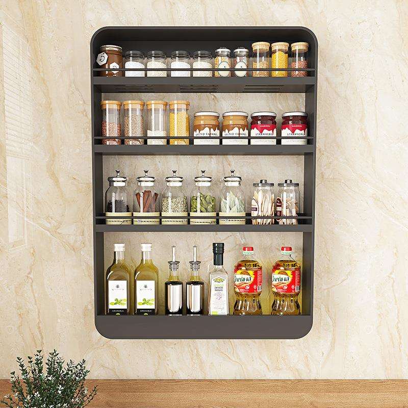 厨房置物调料架壁挂免打孔转角墙多层加宽上架纳F969H7T9架子调味