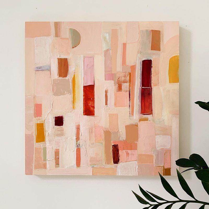 顺丰Sev迪enrt莫兰色抽象法手A绘油画玄关装饰画客厅墙画LAW卧室