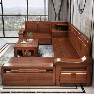 沙发胡简约小户型实木中式贵新妃储物冬夏木两166用可拆洗桃客厅