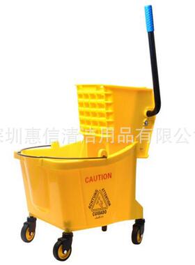 挤水桶拖-桶带轮4B00单B-040桶榨水车保把洁墩布挤水桶36升黄色