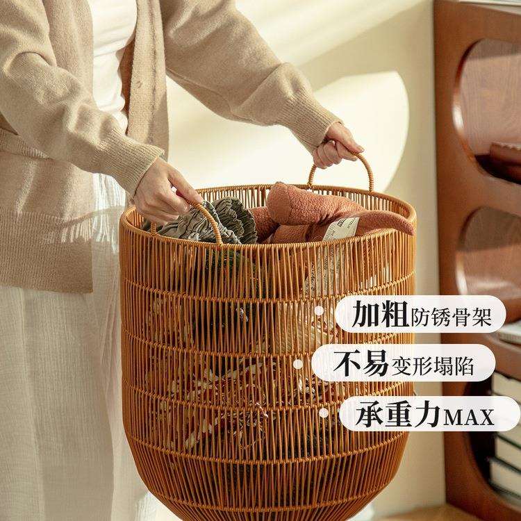 轻奢高颜F99TTS9H篓值仿藤编脏衣家用脏服收纳衣筐脏衣篮浴室卫生