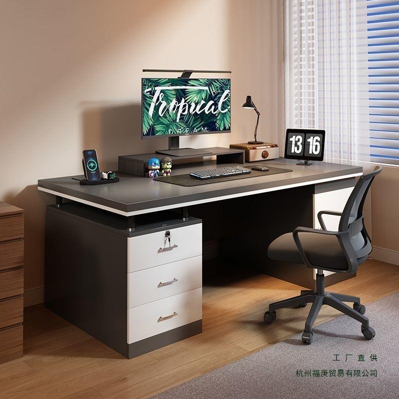 电脑桌台式带抽屉书桌办用工作台约现家代公桌简椅NOM卧室学习写