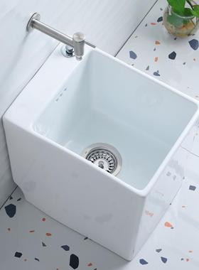 体A0L用卫生间陶瓷拖把591池型迷你小号家带龙头一屋外拖布池可侧