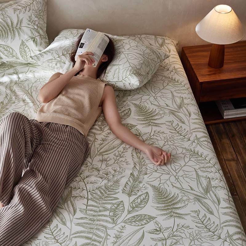 全棉老粗布床单枕套三件套田园风印花女生宿舍夏纯棉床品四季通用