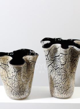 新中奢不规则手捏扣异式形琉花瓶样板间客厅酒AXE店餐厅玄关璃摆