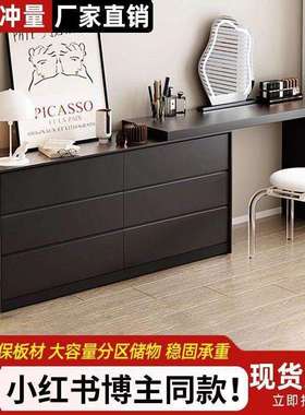 黑色梳632室妆台卧小现代简约斗柜一伸体户型轻奢梳妆柜可缩化妆