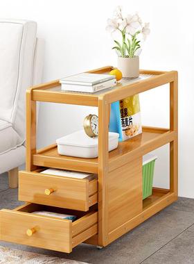 现代简家约木用极窄带抽实卧室小型床柜置物架卧室80967茶头几沙