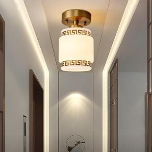 新中式全铜过137道走廊灯玻阳璃台云吸灯现顶代创意入石户玄关灯