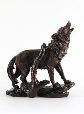 创意动物狼嚎摆24649件仿样间家居客厅电柜书房视真北原狼艺术装