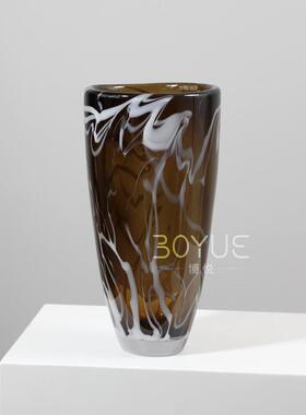 白简约居桌面挑OHH棕色手工琉璃花器样板间客厅餐厅台家面软饰摆