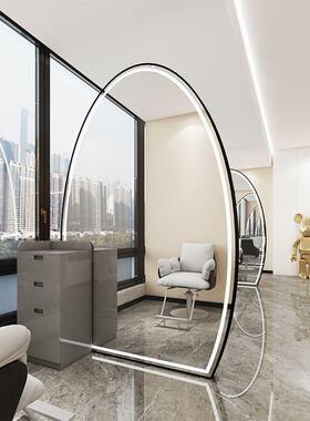 新款网红理店发镜子美发店地镜台廊发专用带柜落子烫染区SJ561剪