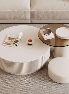 BFI茶几圆形奶组合茶几用客厅异可移形动油轻奢岩板茶几法家式