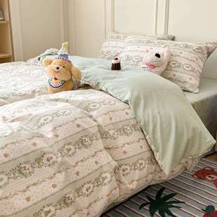 小清新通00全棉四件卡套学生宿1舍XK 20250亲肤棉小碎花纯床单被